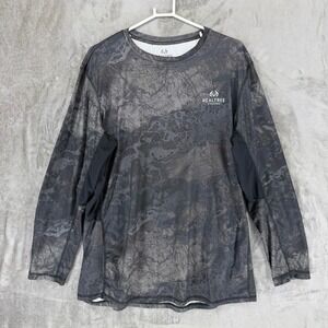 Realtree Fishing Mens 2XL Grey Wave Camo Long Sleeve Performance Shirt Mesh Vent